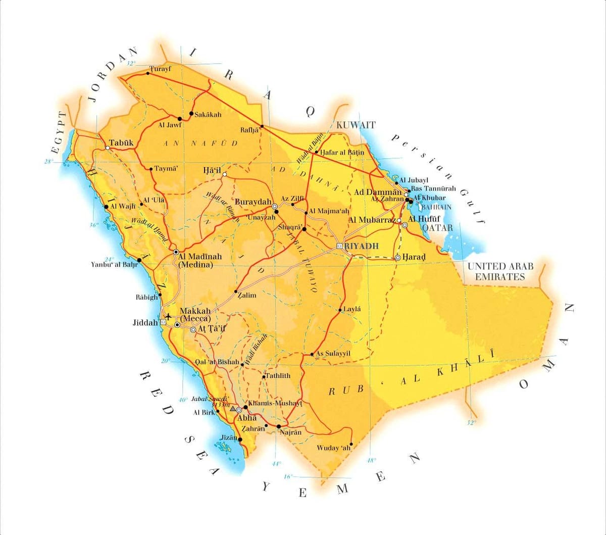 达曼沙特阿拉伯王国的地图