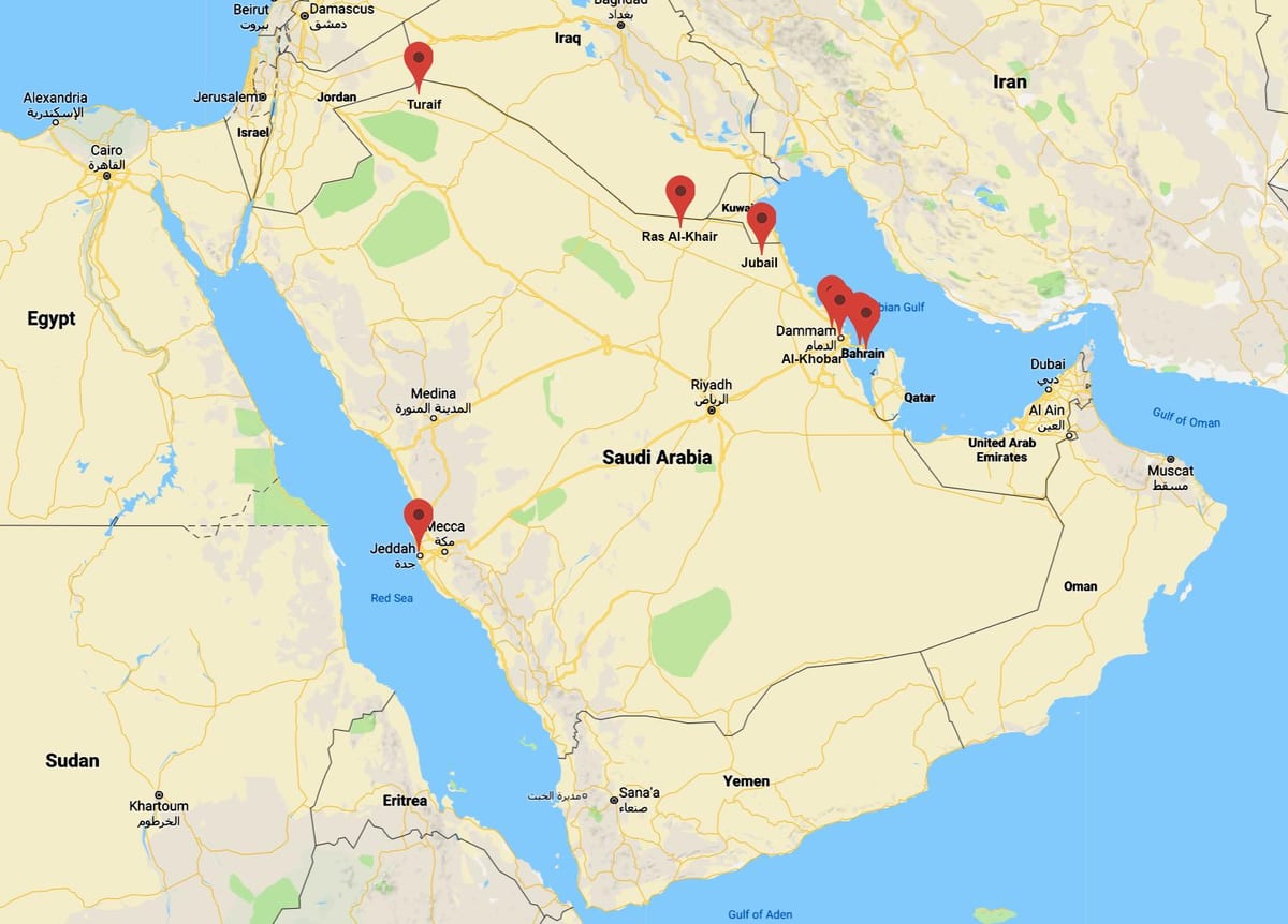 地图上的沙特阿拉伯al khobar