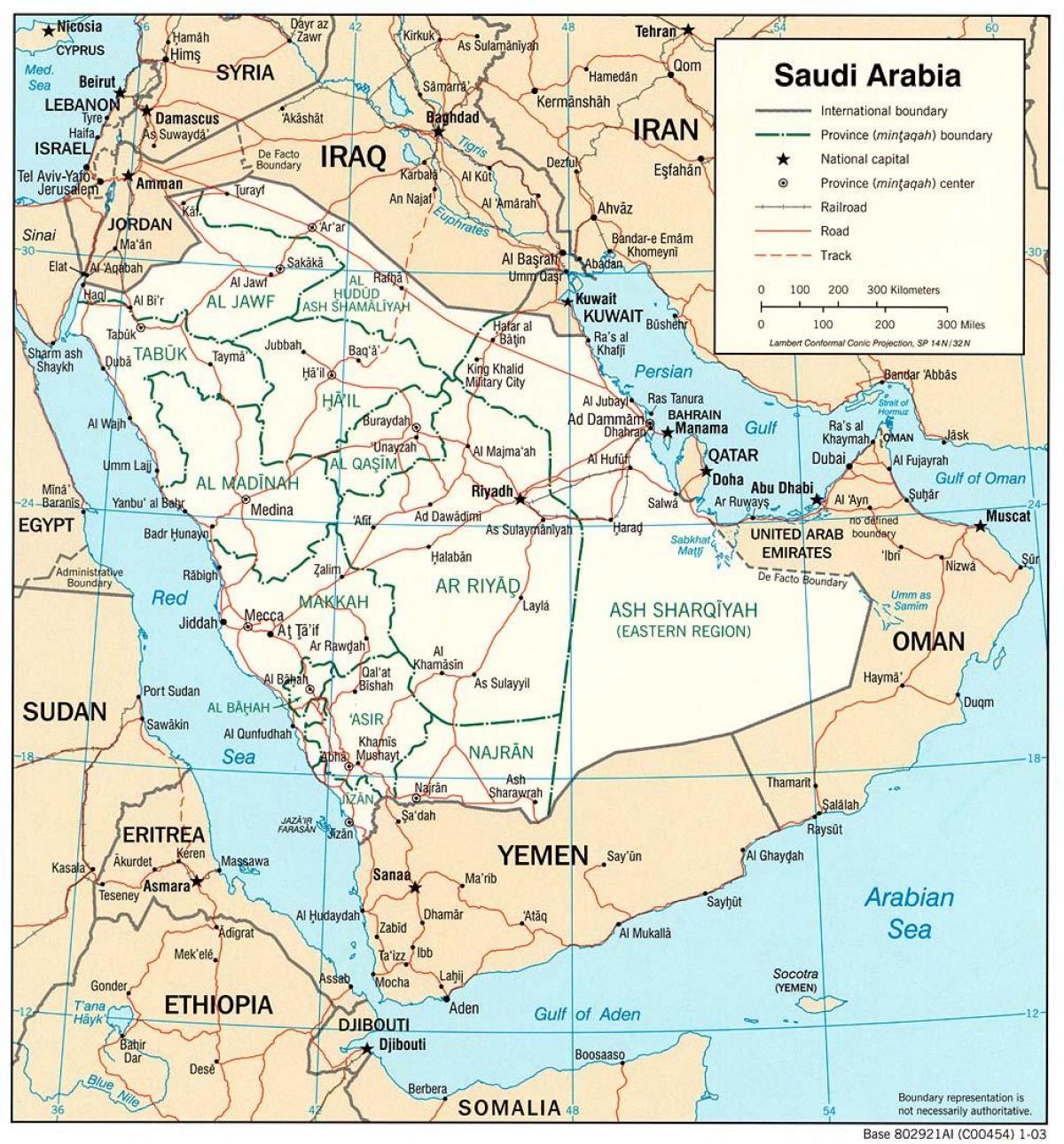 沙特阿拉伯王国的地图