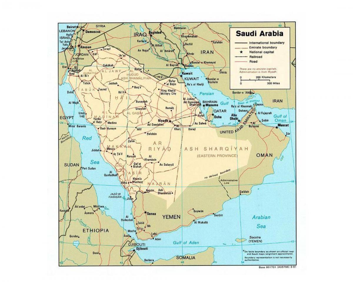 沙特阿拉伯的地图的主要城市