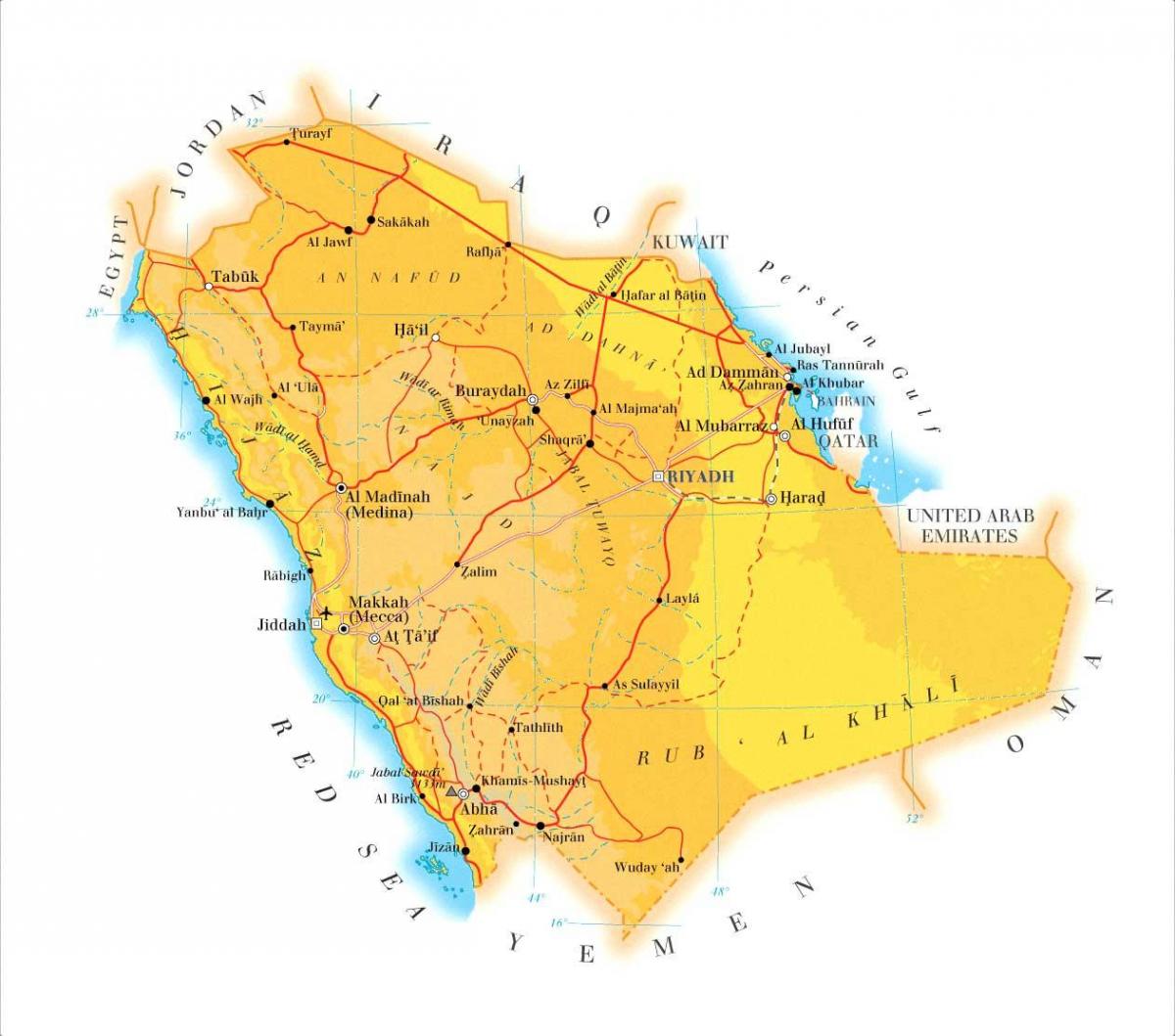 达曼沙特阿拉伯王国的地图