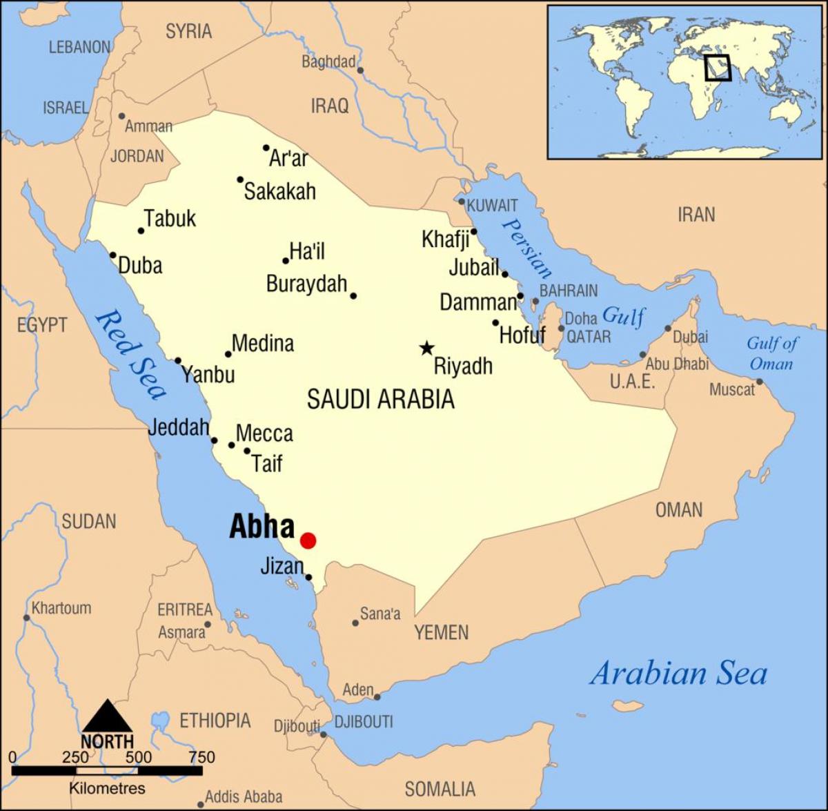 阿卜哈沙特阿拉伯王国的地图