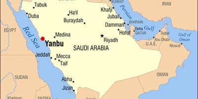 Yanbu沙特阿拉伯王国的地图