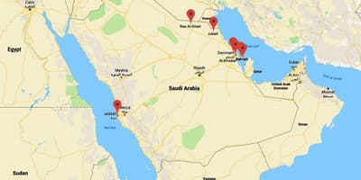 地图上的沙特阿拉伯al khobar