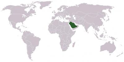 沙特阿拉伯在世界地图上