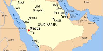 地图上的沙特阿拉伯的麦加